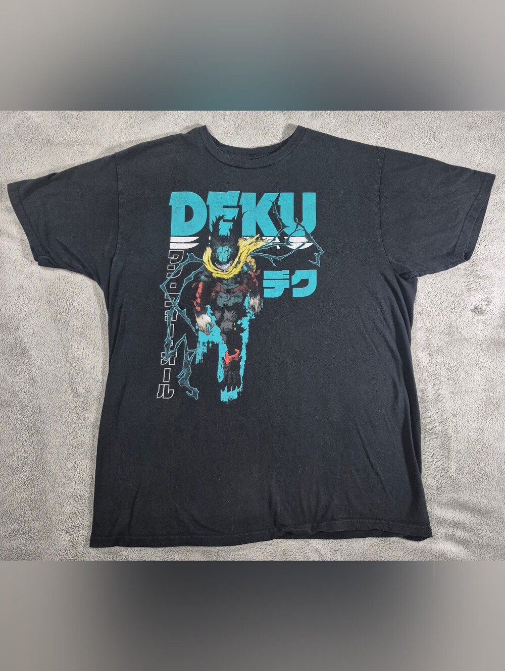 Black DEKU Graphic Black Tee w/ Turquoise and Yellow Accents Streetwear T-Shirt